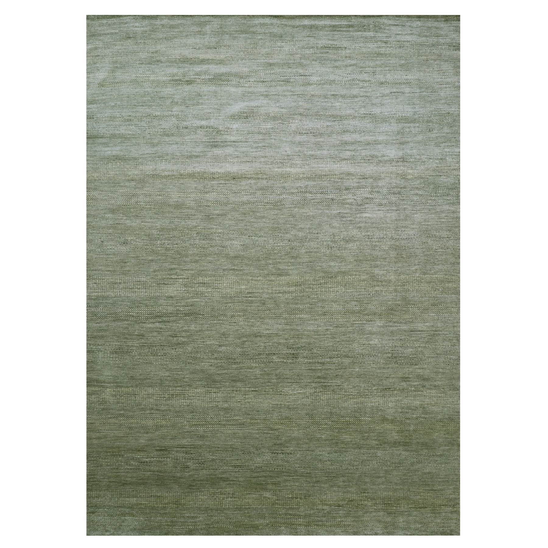 Seneca Rock Gray, Hand Knotted, Modern Grass Design, Wool and Silk, Tone on Tone, Lush and Plush, Oriental Rug